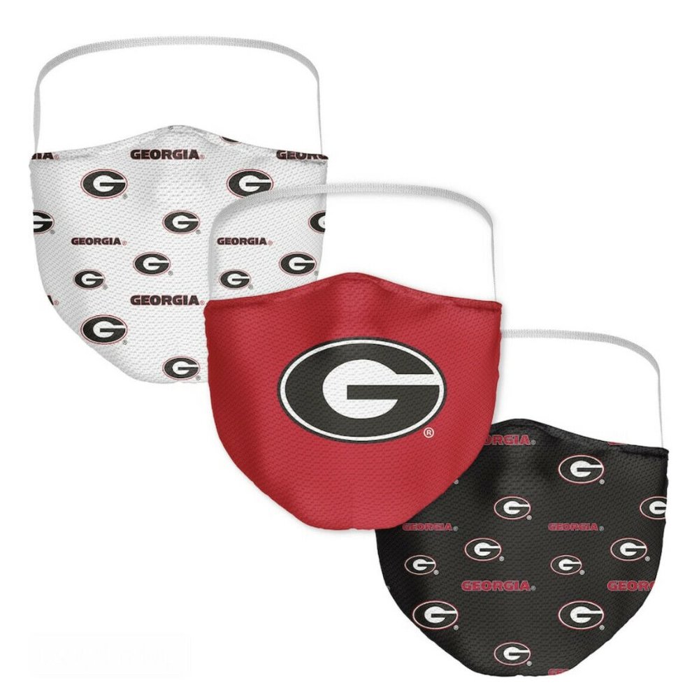 University of Georgia Bulldogs NCAA Face Mask 3 Pack Adult Size Logo Fanatics